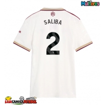 Camisa de Futebol Arsenal William Saliba #2 Equipamento Alternativo Mulheres 2025-26 Manga Curta